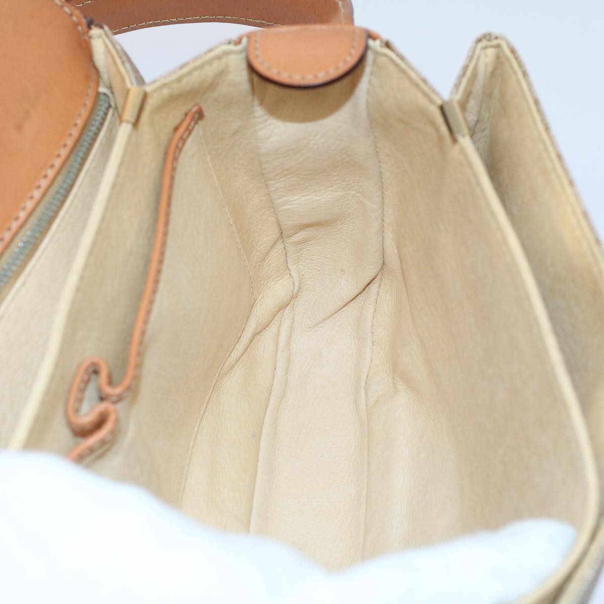 CELINE Macadam Canvas Shoulder Bag Beige Auth ar10274