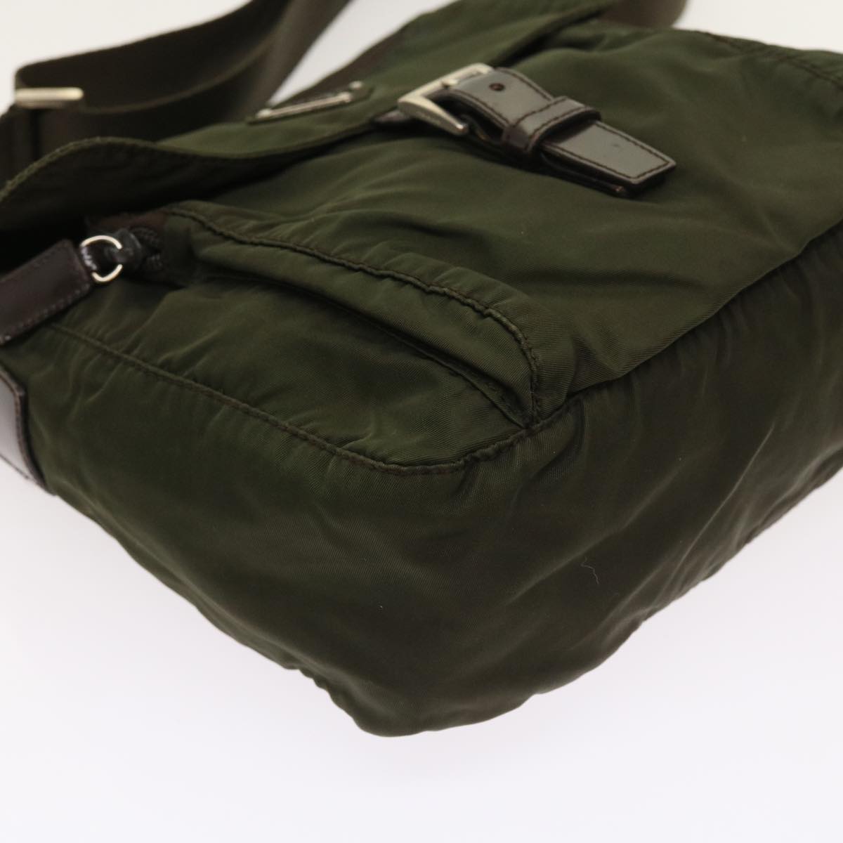 PRADA Shoulder Bag Nylon Khaki Auth ar10297