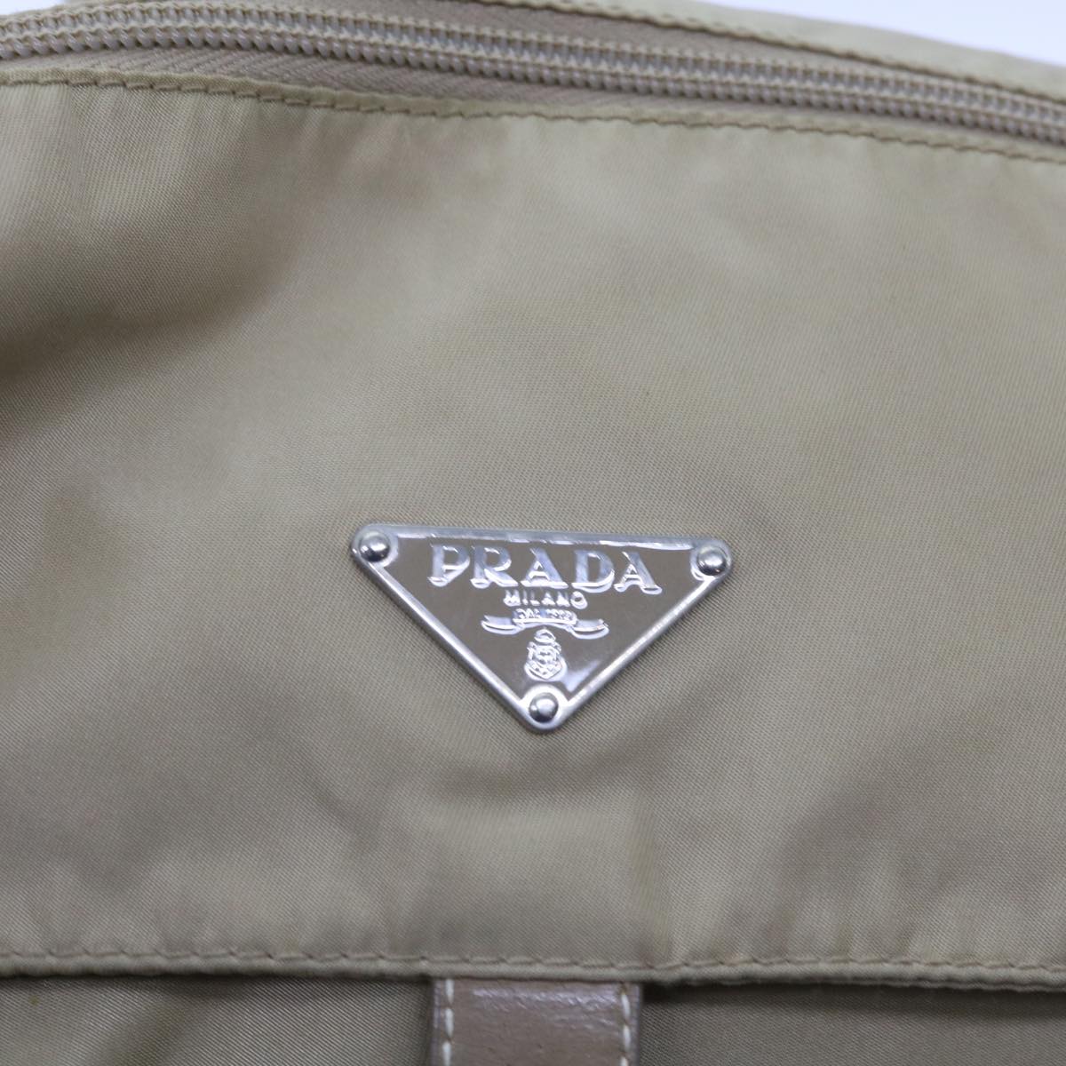 PRADA Shoulder Bag Nylon Beige Auth ar10298