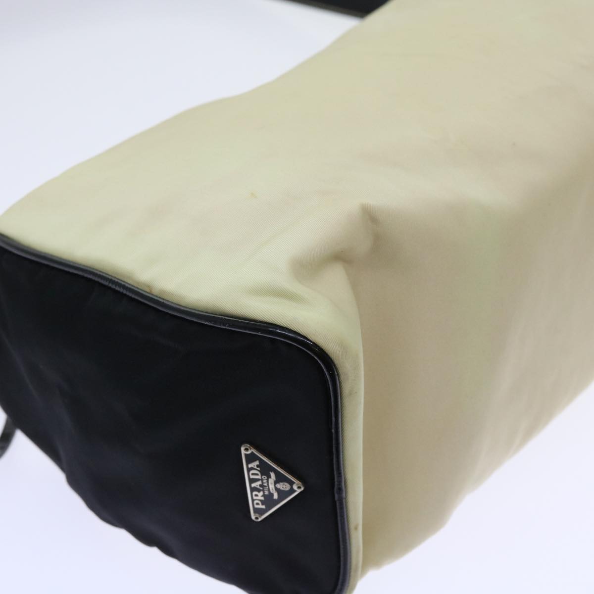 PRADA Shoulder Bag Nylon Beige Auth ar10308