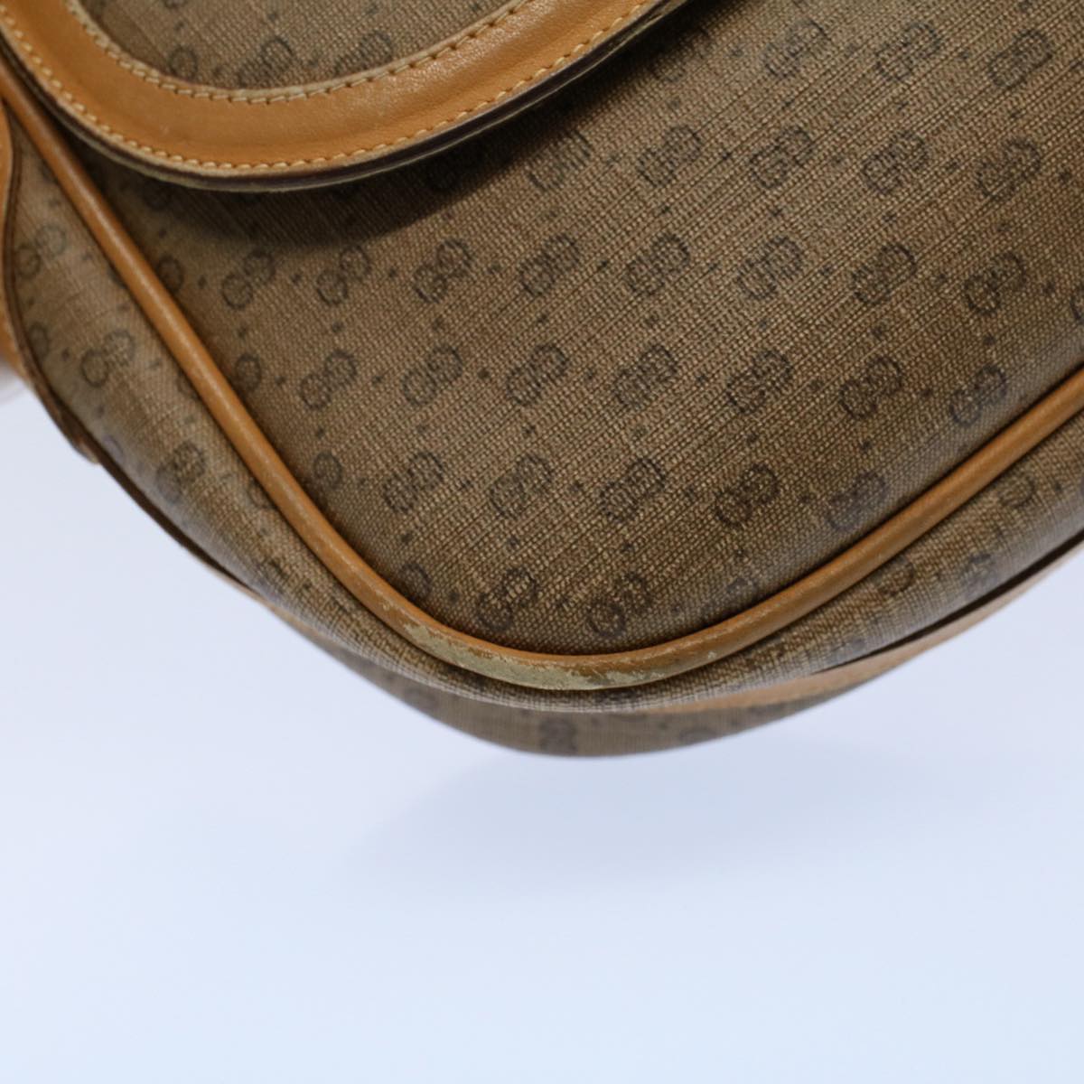 GUCCI Micro GG Canvas Shoulder Bag PVC Leather Beige 001 115 4425 Auth ar10321