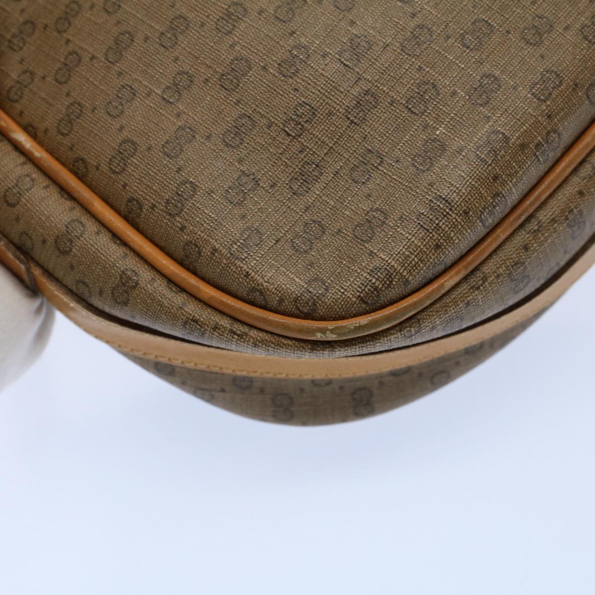 GUCCI Micro GG Canvas Shoulder Bag PVC Leather Beige 001 115 4425 Auth ar10321