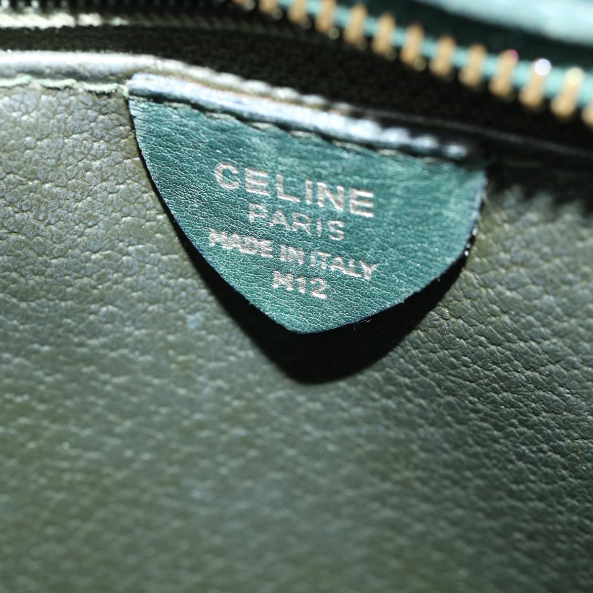 CELINE Shoulder Bag Leather Green Auth ar10370B