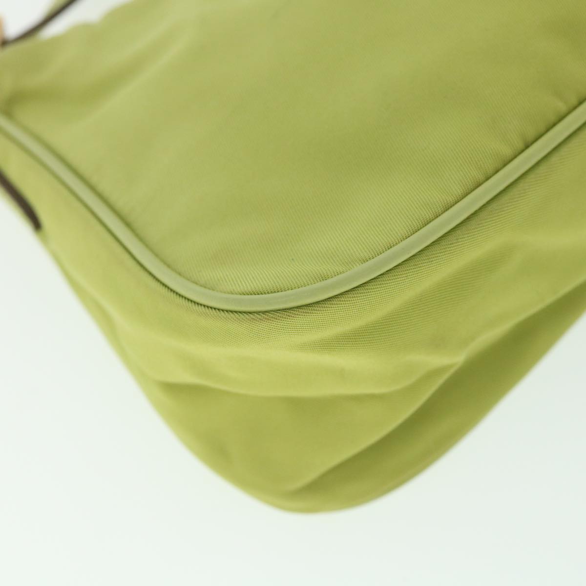 PRADA Chain Shoulder Bag Nylon Green Auth ar10470