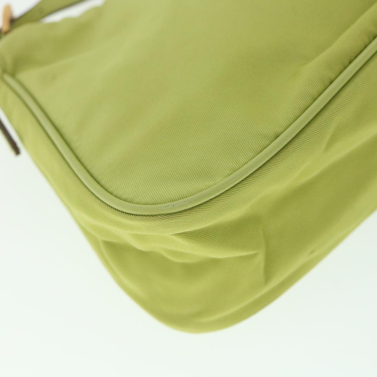 PRADA Chain Shoulder Bag Nylon Green Auth ar10470