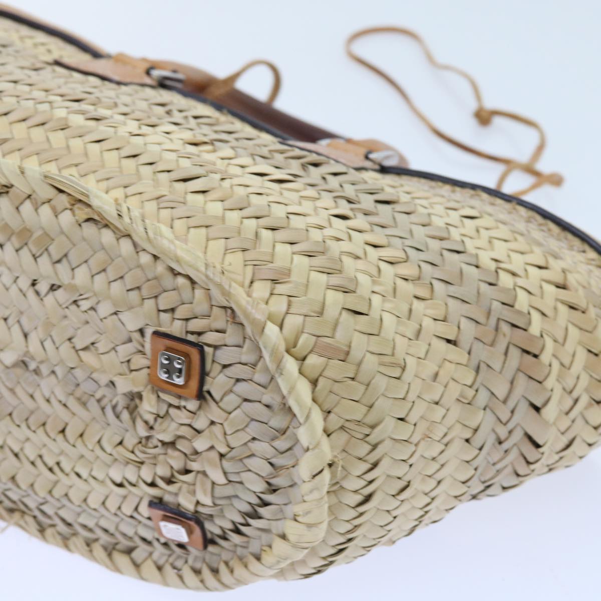 LOEWE Hand Bag Straw Beige Auth ar10494