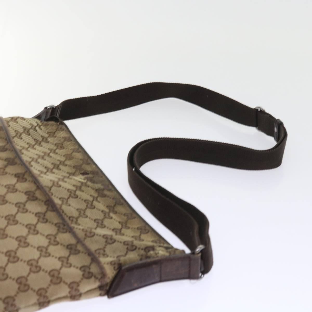 GUCCI GG Canvas Bamboo Shoulder Bag 2Set Beige Black Auth ar10507