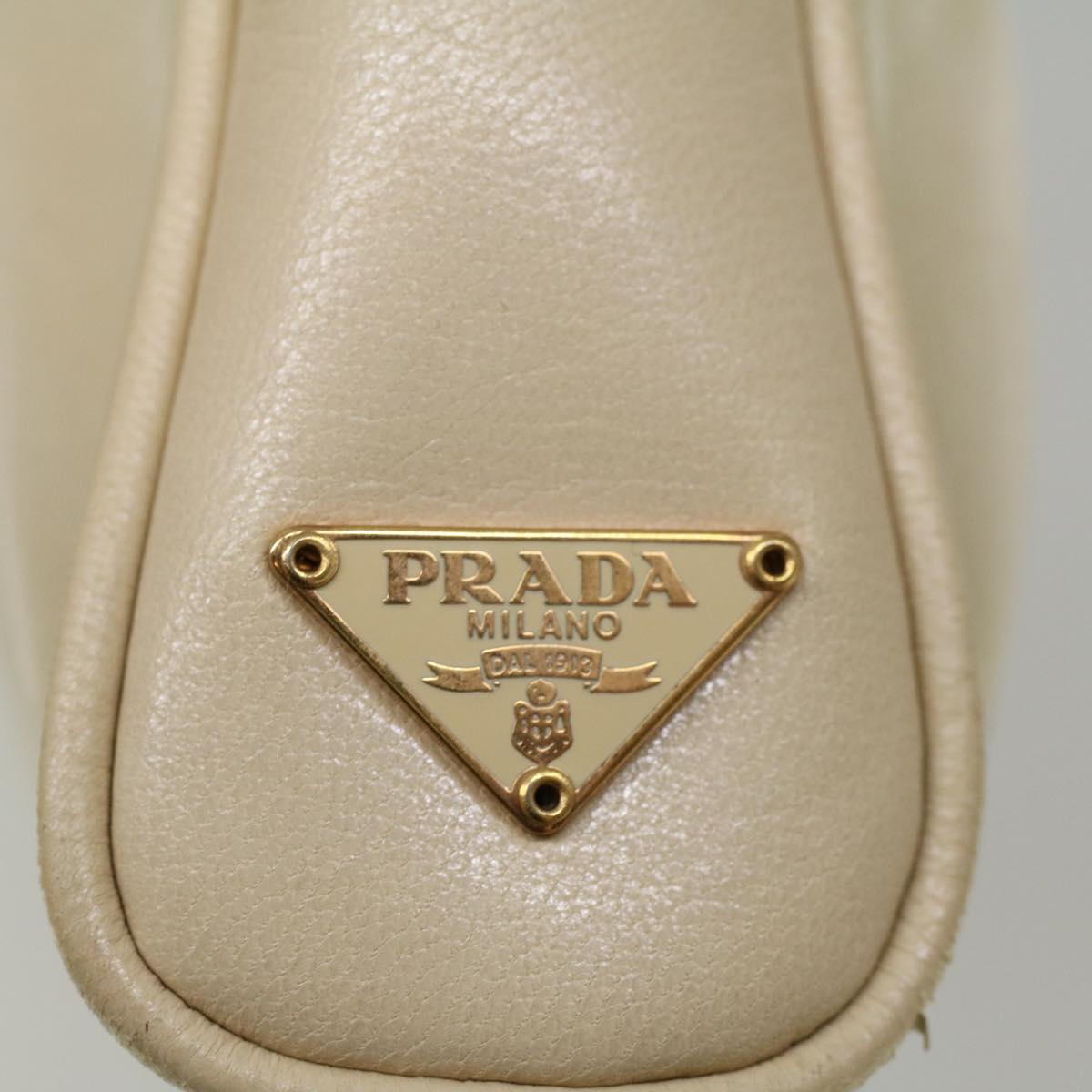 PRADA Shoulder Bag Nylon Beige Auth ar10528B