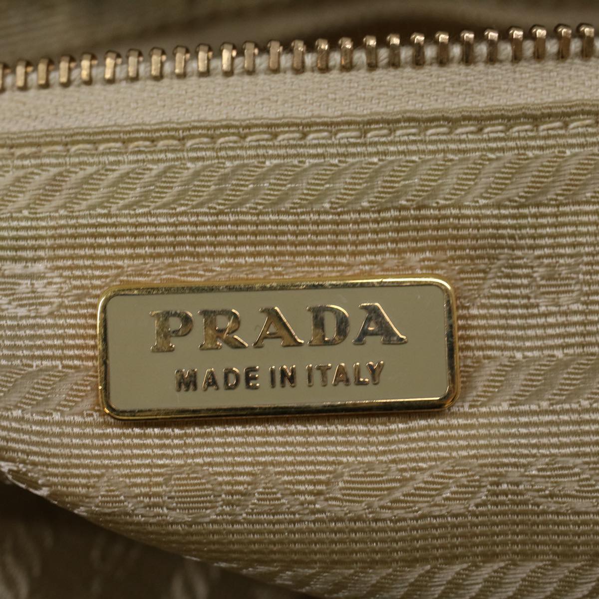 PRADA Shoulder Bag Nylon Beige Auth ar10528B