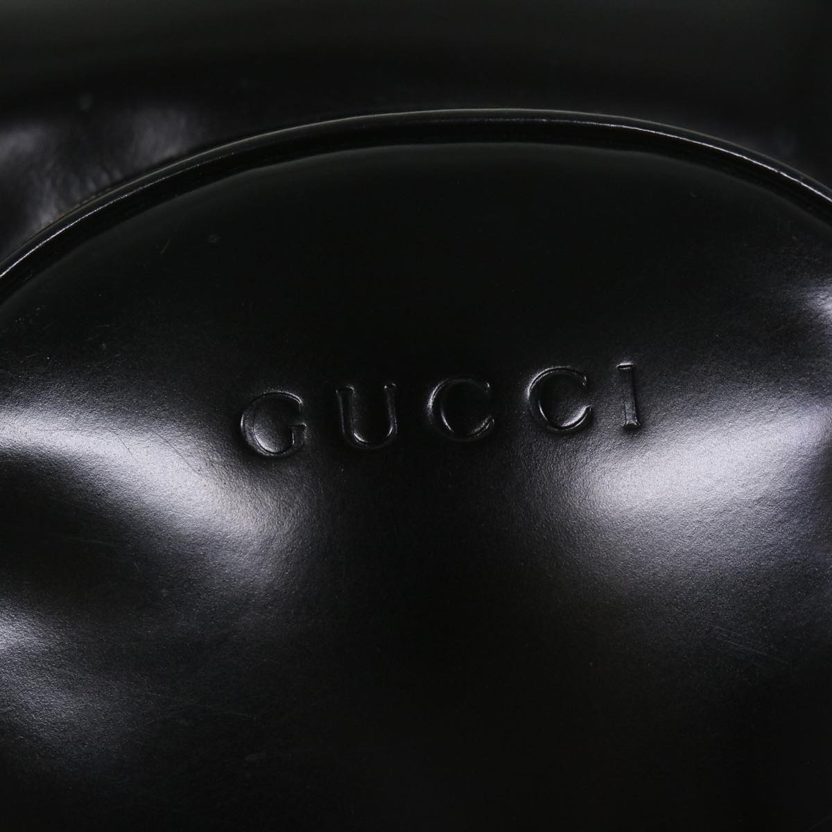 GUCCI Bamboo Shoulder Bag Patent leather Black 003 3444 0027 Auth ar10549B