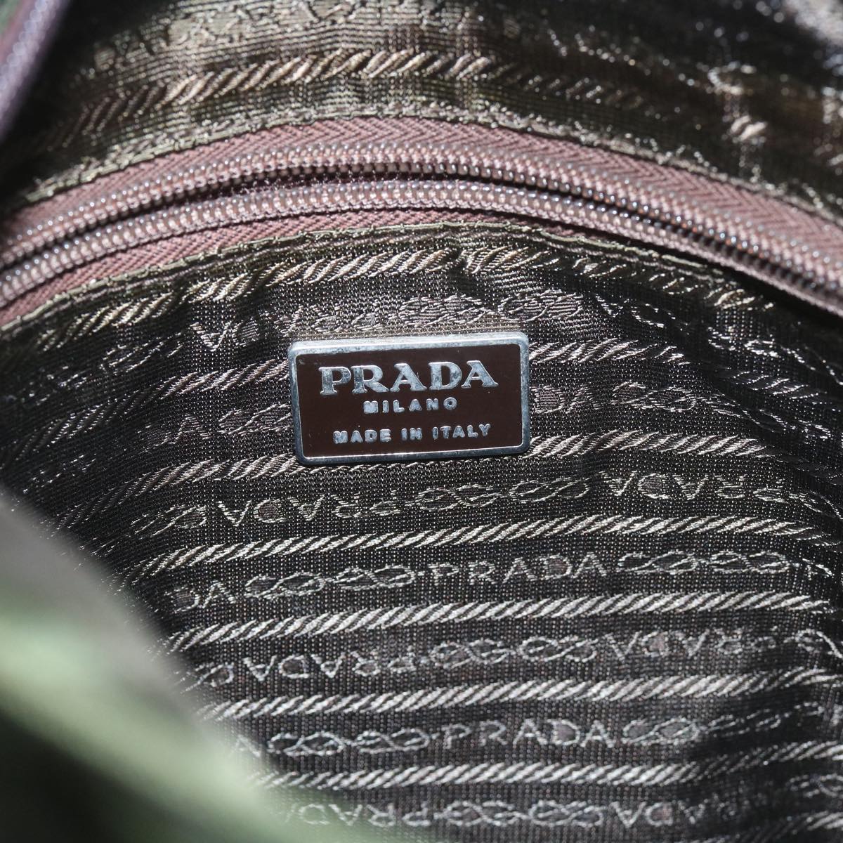 PRADA Tote Bag Nylon Khaki Auth ar10604B