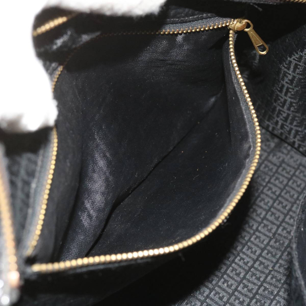 FENDI Hand Bag Leather Black Auth ar10655