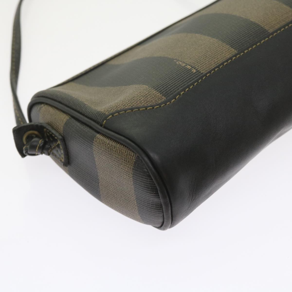 FENDI Pecan Canvas Shoulder Bag Black Brown Auth ar10656