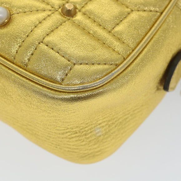 GUCCI GG Marmont Quilted Shoulder Bag Leather Gold Tone 447632 Auth ar10683