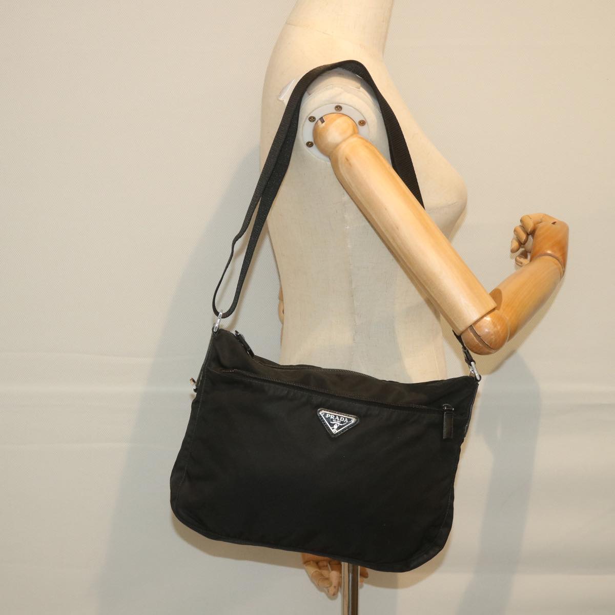 PRADA Shoulder Bag Nylon Black Auth ar10705