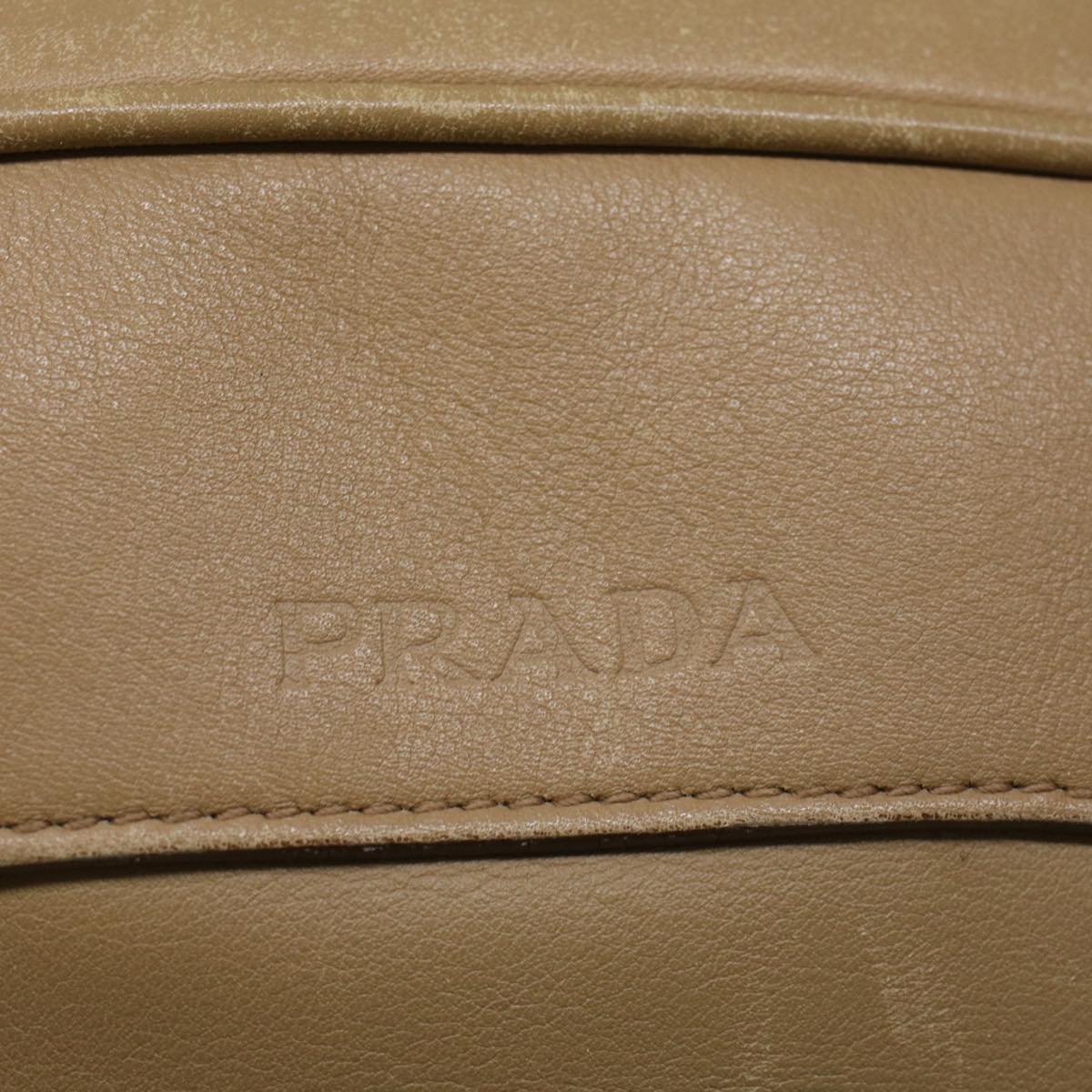 PRADA Hand Bag Leather Beige Auth ar10706