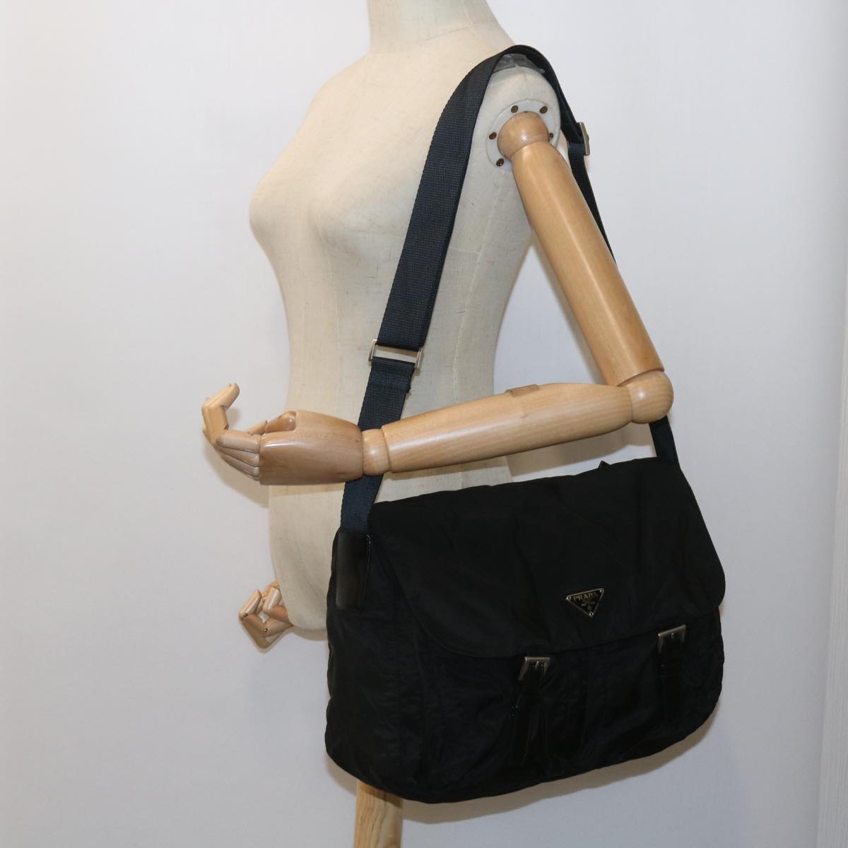 PRADA Shoulder Bag Nylon Black Auth ar10712