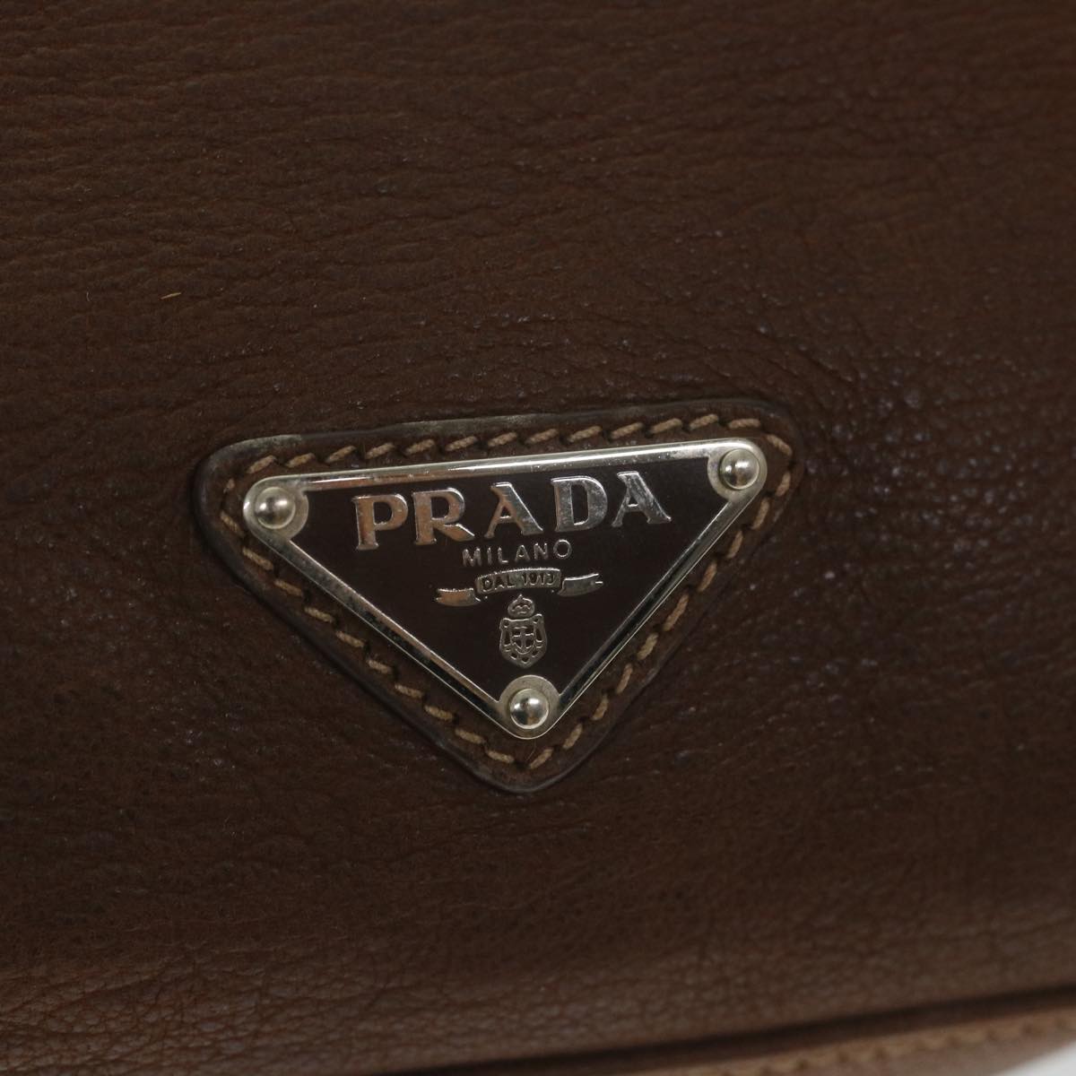 PRADA Shoulder Bag Leather Brown Auth ar10724