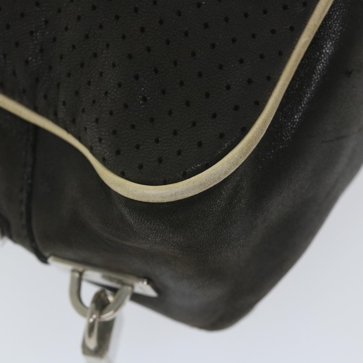 PRADA Boston Bag Leather Black Auth ar10776