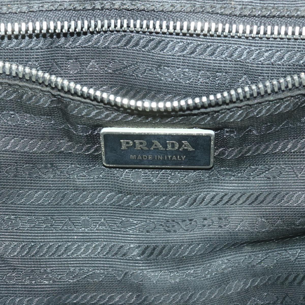 PRADA Boston Bag Leather Black Auth ar10776