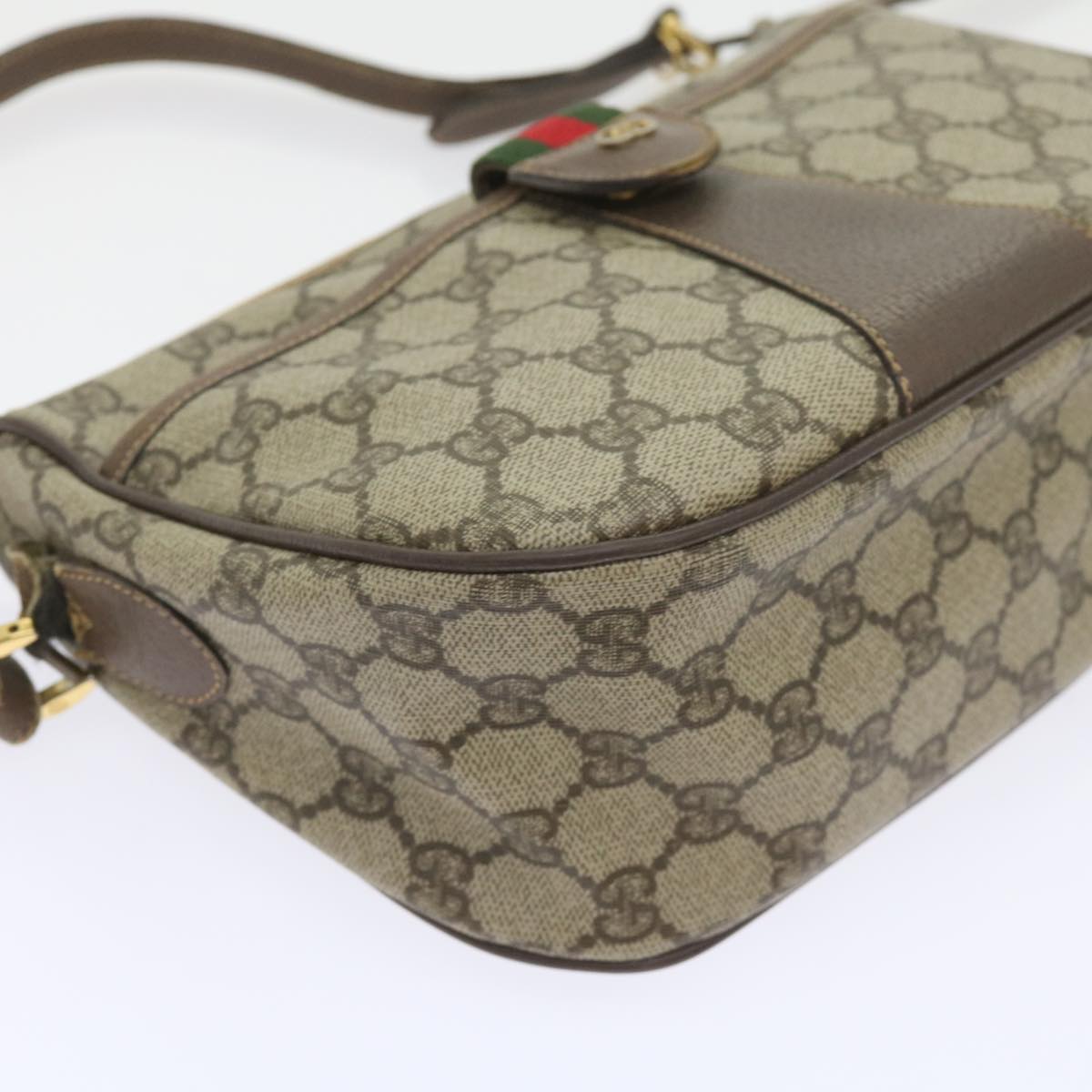 GUCCI GG Supreme Web Sherry Line Bag Beige Red 001 123 6177 023 Auth ar10784