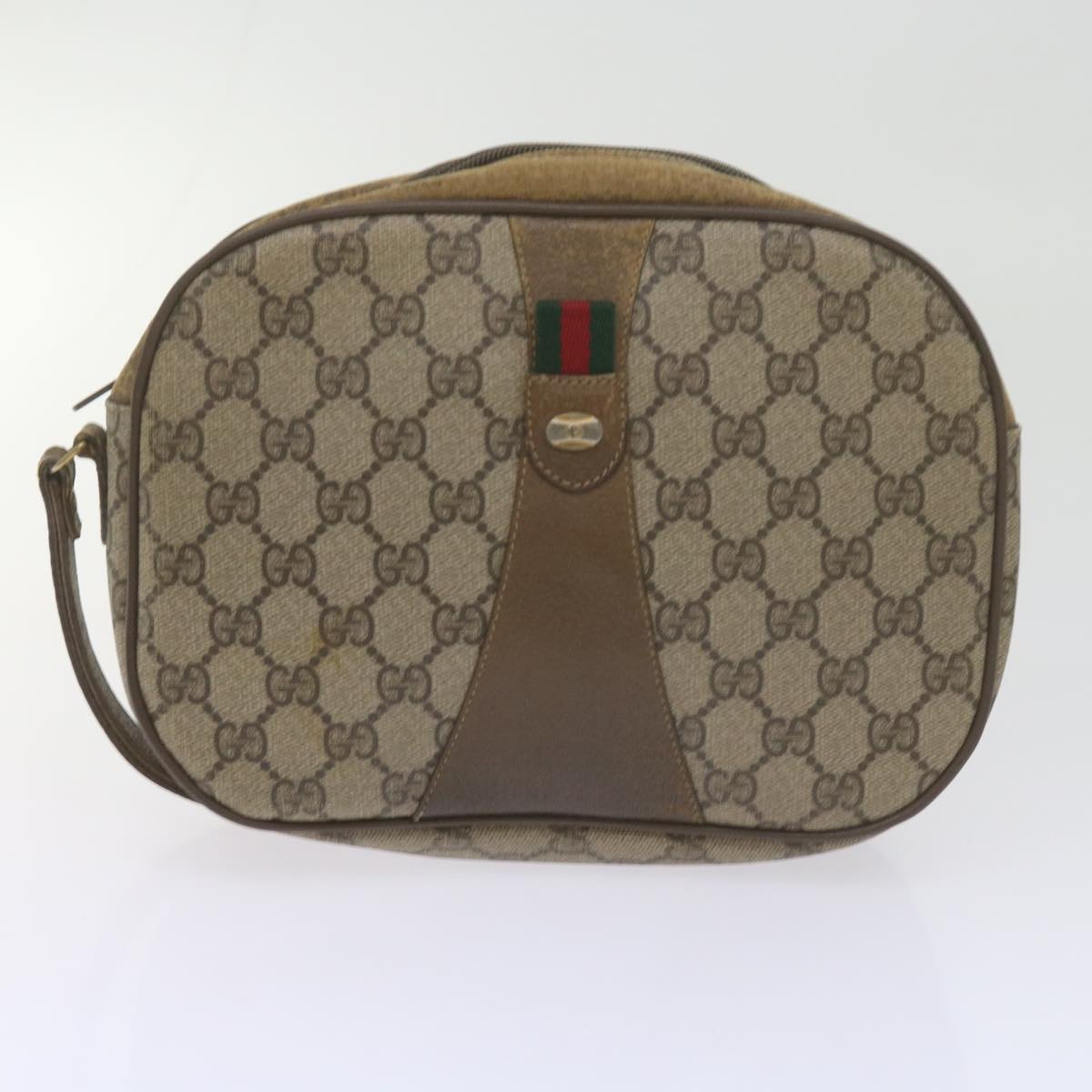 GUCCI GG Canvas Web Sherry Line Shoulder Bag 3Set Beige Auth ar10786