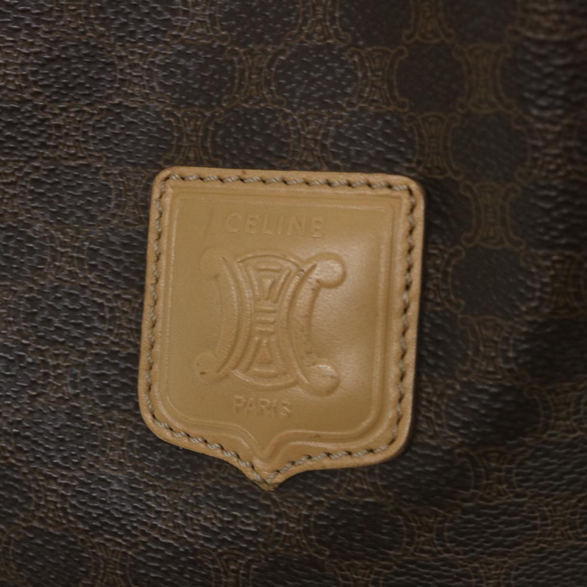 CELINE Macadam Canvas Shoulder Bag PVC Leather Brown Auth ar10788
