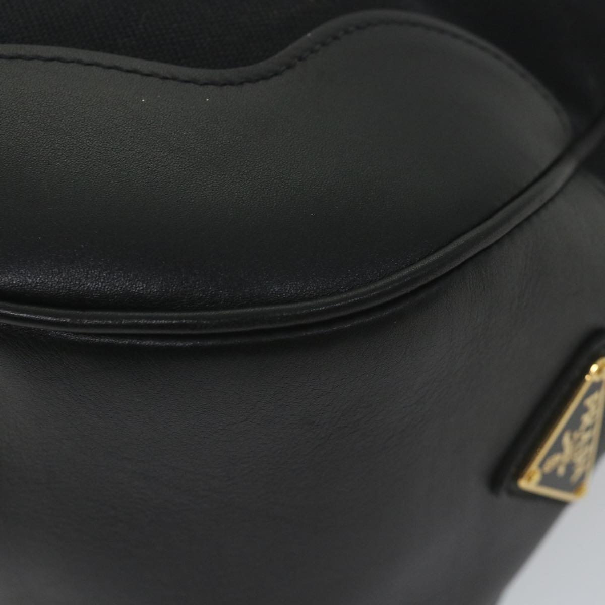 PRADA Shoulder Bag Canvas Leather Black Auth ar10819