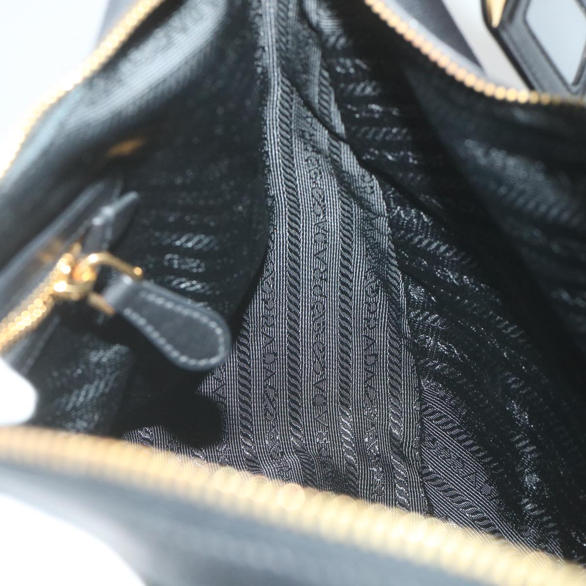 PRADA Shoulder Bag Canvas Leather Black Auth ar10819