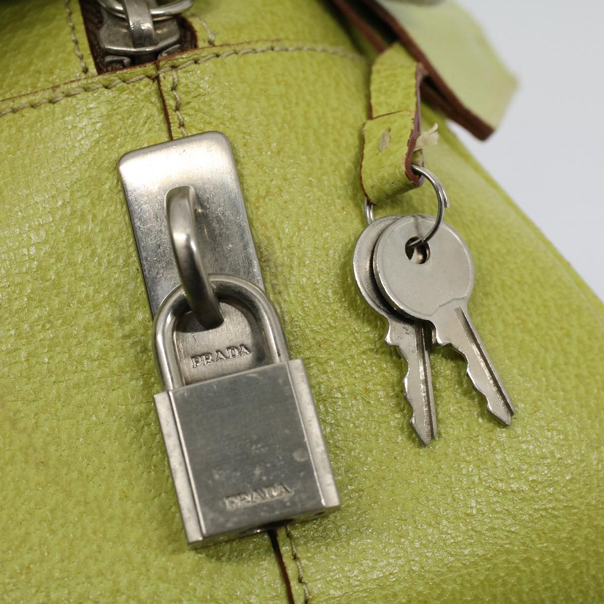 PRADA Shoulder Bag Leather Green Auth ar10837B