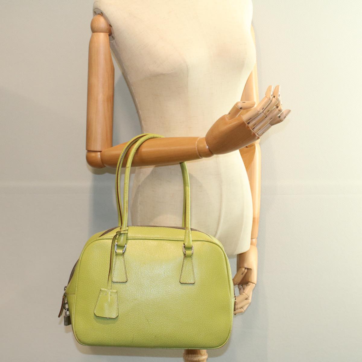 PRADA Shoulder Bag Leather Green Auth ar10837B