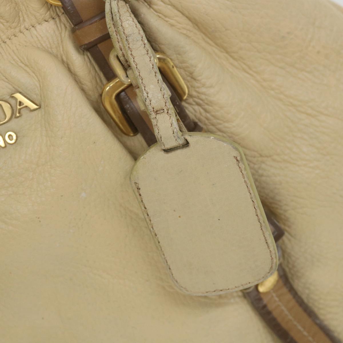 PRADA Shoulder Bag Leather Beige Auth ar10845B