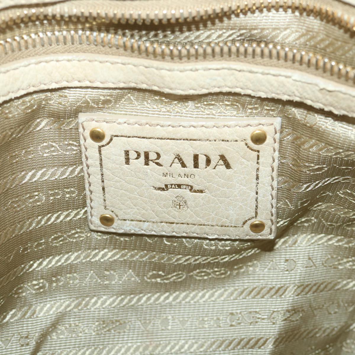 PRADA Shoulder Bag Leather Beige Auth ar10845B