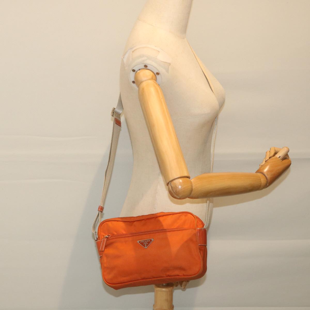 PRADA Shoulder Bag Nylon Orange Auth ar10865