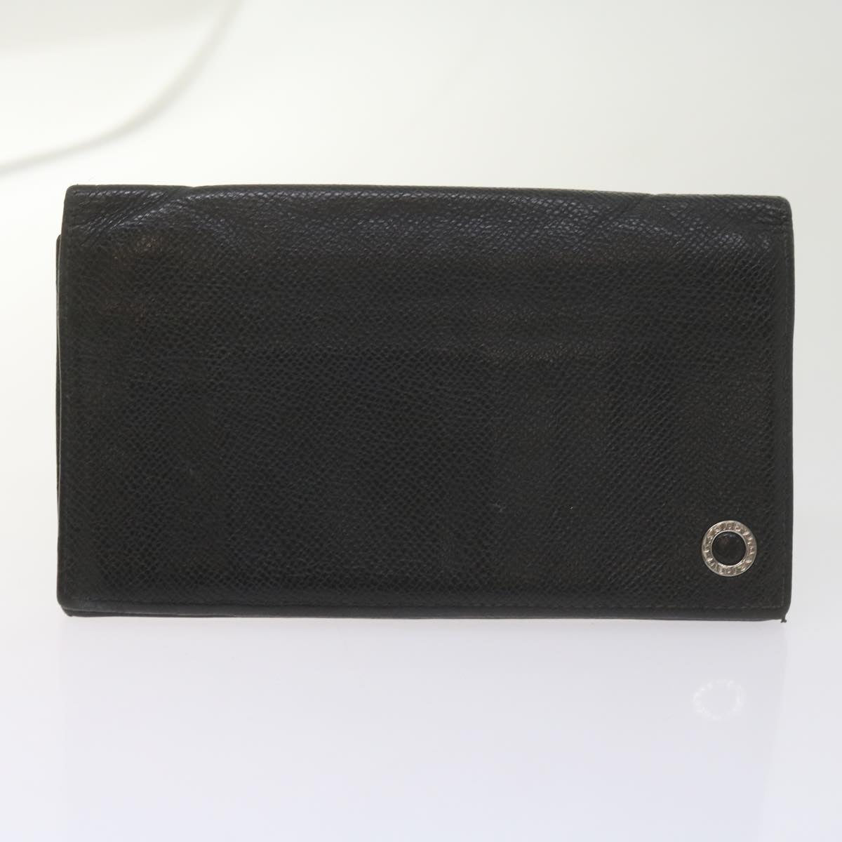 BVLGARI Wallet Leather Denim 10set Black Blue Auth ar10911