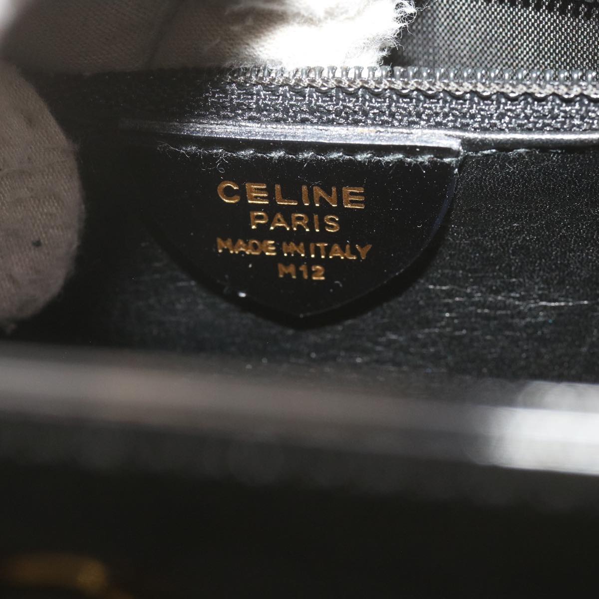 CELINE Hand Bag Patent leather 2way Black Auth ar10948B