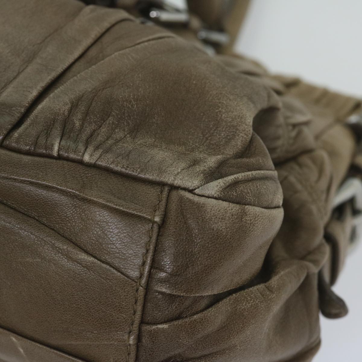 PRADA Hand Bag Leather Brown Auth ar10960B