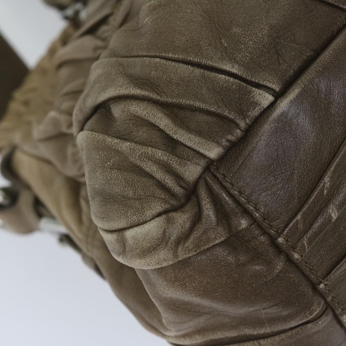 PRADA Hand Bag Leather Brown Auth ar10960B