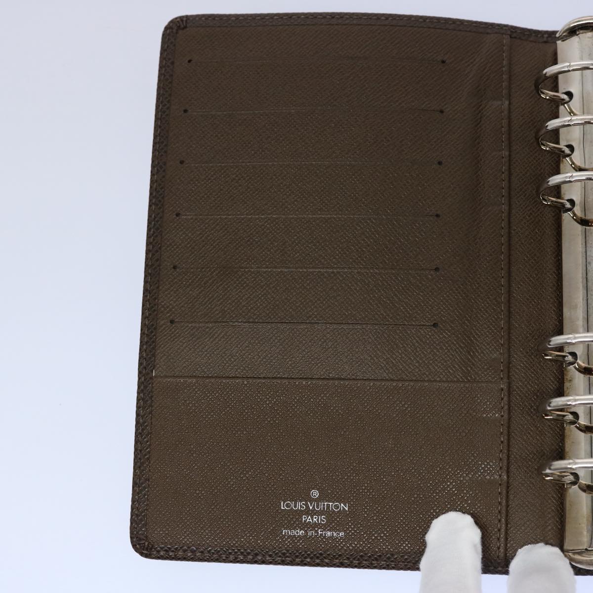 LOUIS VUITTON Taiga Agenda MM Day Planner Cover Grizzly R20426 LV Auth ar11017