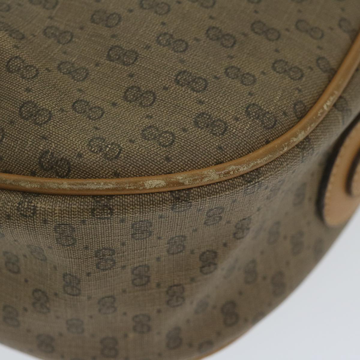 GUCCI Micro GG Canvas Shoulder Bag PVC Beige Auth ar11030