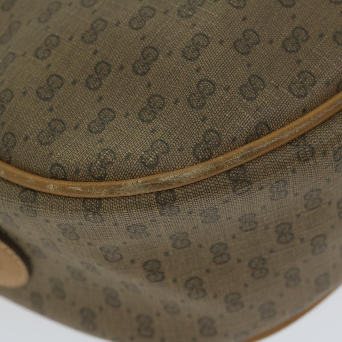 GUCCI Micro GG Canvas Shoulder Bag PVC Beige Auth ar11030