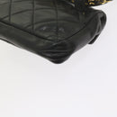 CHANEL Matelasse Turn Lock Chain Waist bag Lamb Skin Black CC Auth ar11054-15