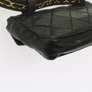 CHANEL Matelasse Turn Lock Chain Waist bag Lamb Skin Black CC Auth ar11054-16