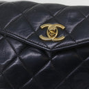 CHANEL Matelasse Turn Lock Chain Waist bag Lamb Skin Black CC Auth ar11054-17