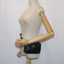 CHANEL Matelasse Turn Lock Chain Waist bag Lamb Skin Black CC Auth ar11054-22