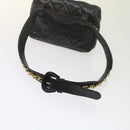 CHANEL Matelasse Turn Lock Chain Waist bag Lamb Skin Black CC Auth ar11054-7