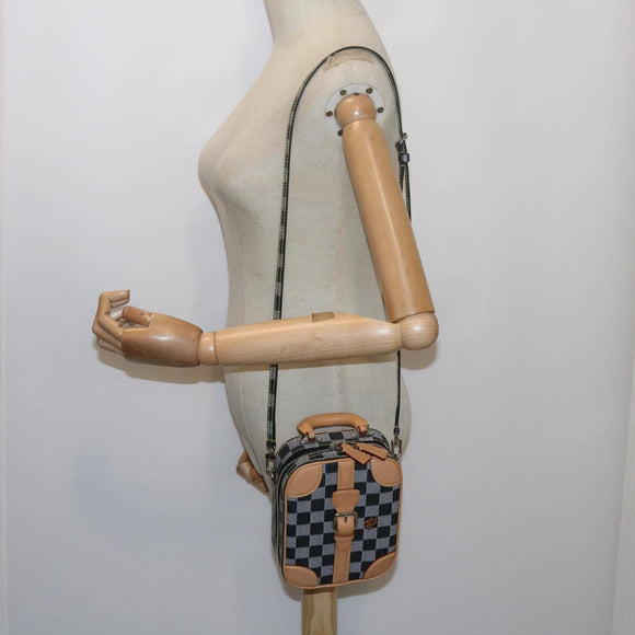 LOUIS VUITTON Damier Versette Vertical Hand Bag White Black N60273 Auth ar11067S