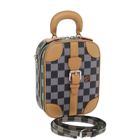 LOUIS VUITTON Damier Versette Vertical Hand Bag White Black N60273 Auth ar11067S