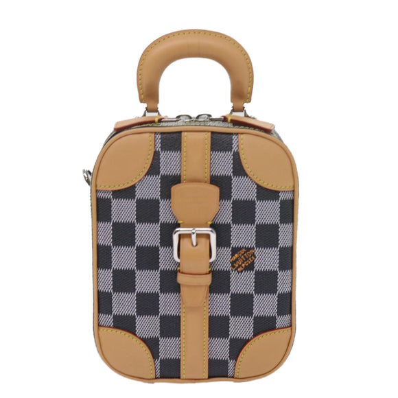 LOUIS VUITTON Damier Versette Vertical Hand Bag White Black N60273 Auth ar11067S