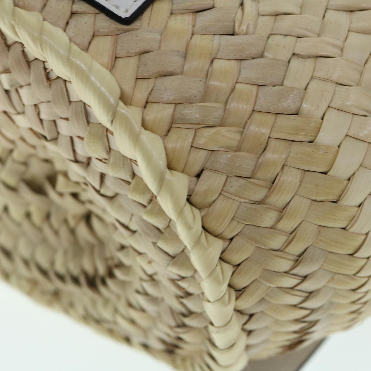 LOEWE Basket Bag Small Hand Bag Raffia Beige Auth ar11069